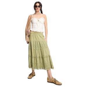Reclaimed Vintage Strapless Eyelet Prairie Top White Size 6 Boho Coastal Summer